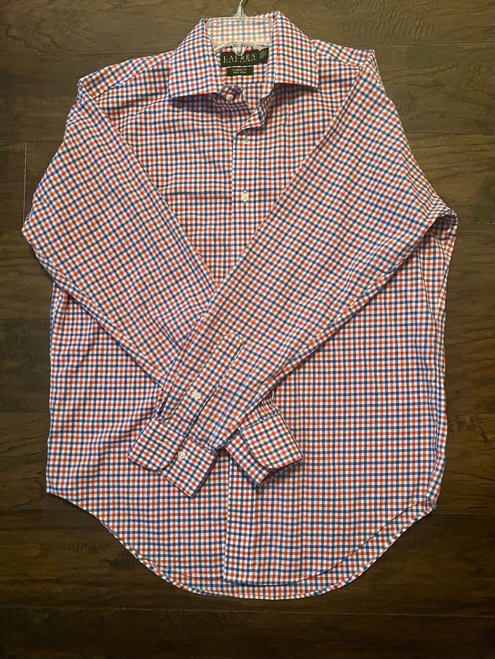 Lauren Ralph Lauren Men's Classic Fit Non-Iron Gingham Button Down Dress Shirt